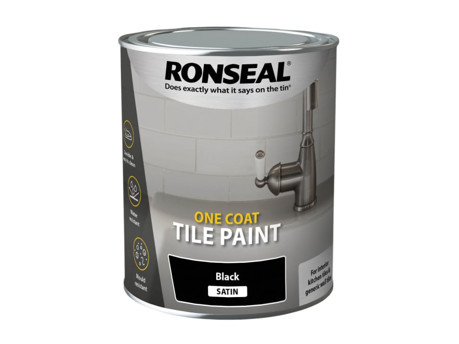 Ronseal 39374 One Coat Tile Paint Black Satin 750ml
