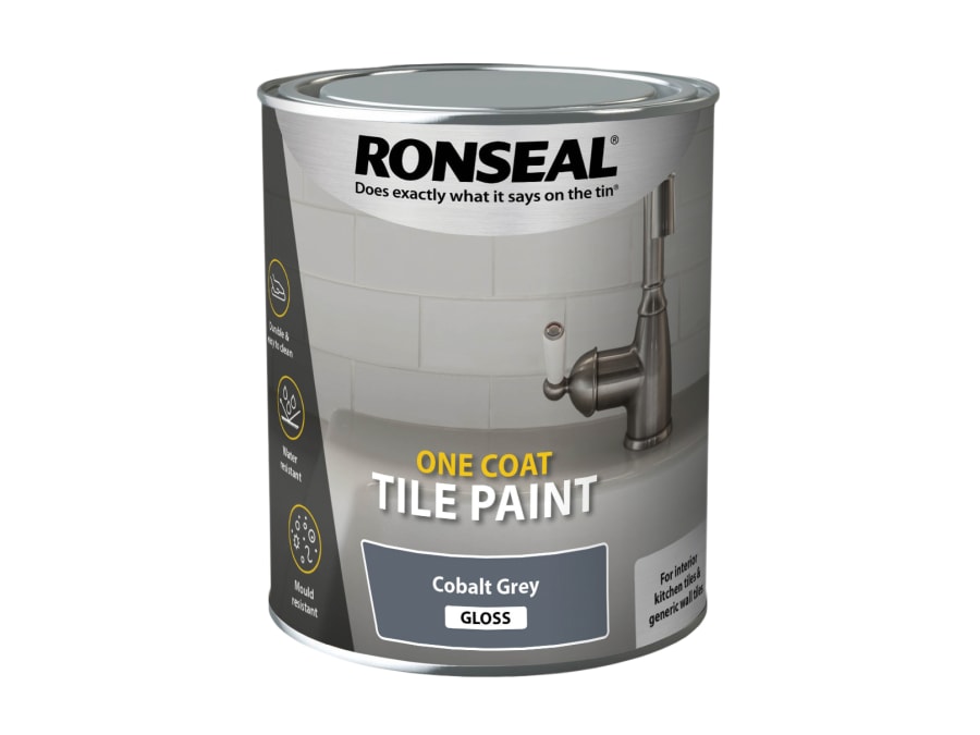 Ronseal 39376 One Coat Tile Paint Cobalt Grey Gloss 750ml