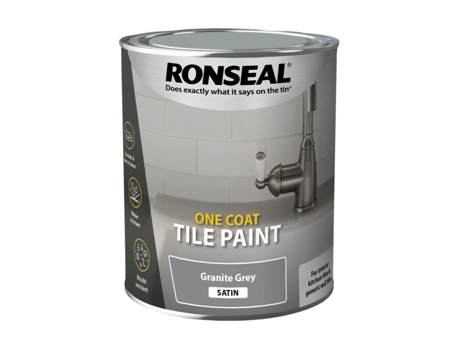 Ronseal 37685 One Coat Tile Paint Granite Grey Satin 750ml