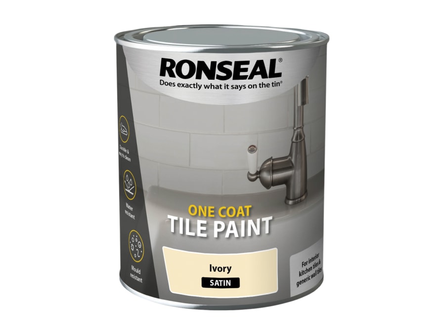 Ronseal 39375 One Coat Tile Paint Ivory Satin 750ml