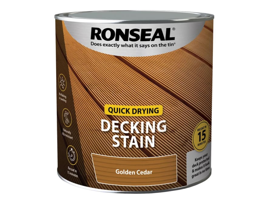 Ronseal 39074 Quick Drying Decking Stain Golden Cedar 2.5 Litre