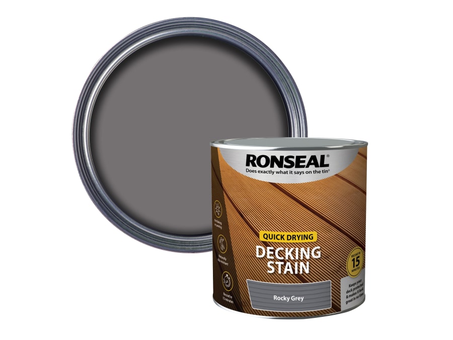 Ronseal 39078 Quick Drying Decking Stain Rocky Grey 2.5 Litre