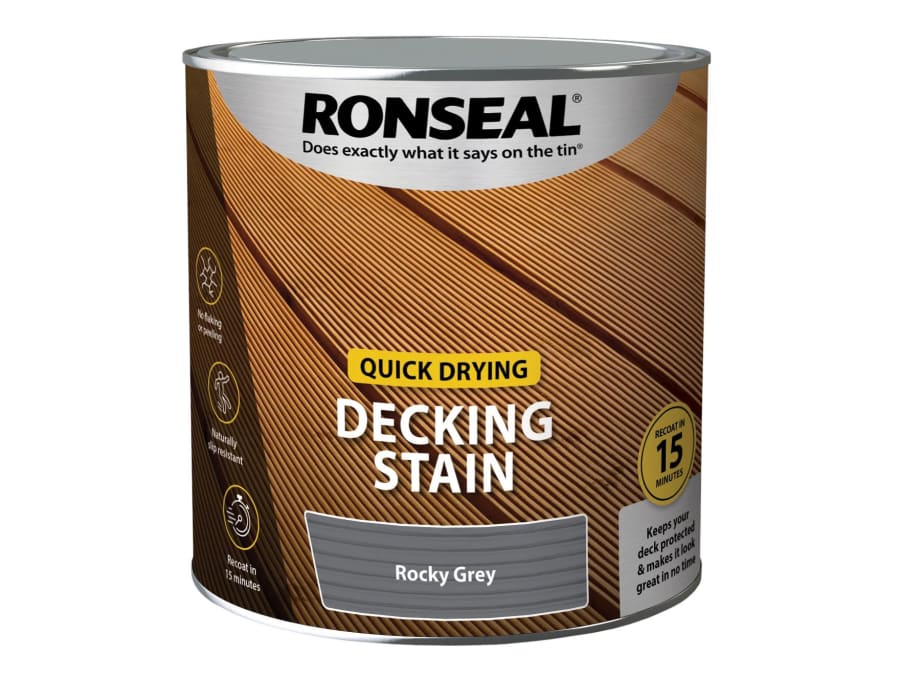 Ronseal 39078 Quick Drying Decking Stain Rocky Grey 2.5 Litre