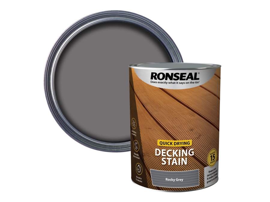 Ronseal 39085 Quick Drying Decking Stain Rocky Grey 5 Litre