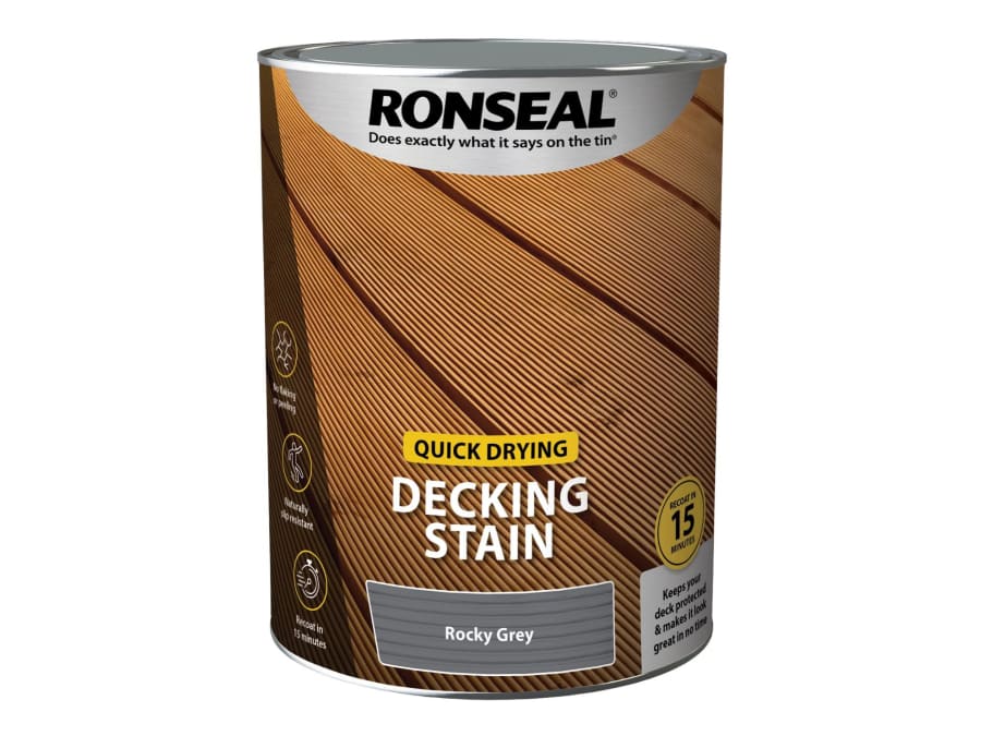 Ronseal 39085 Quick Drying Decking Stain Rocky Grey 5 Litre