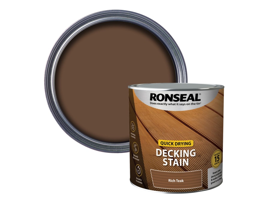 Ronseal 39080 Quick Drying Decking Stain Rich Teak 2.5 Litre