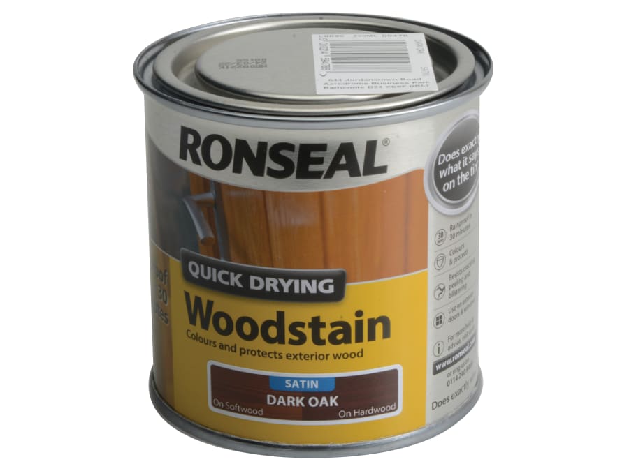 Ronseal 09478 Quick Drying Woodstain Satin Dark Oak 250ml