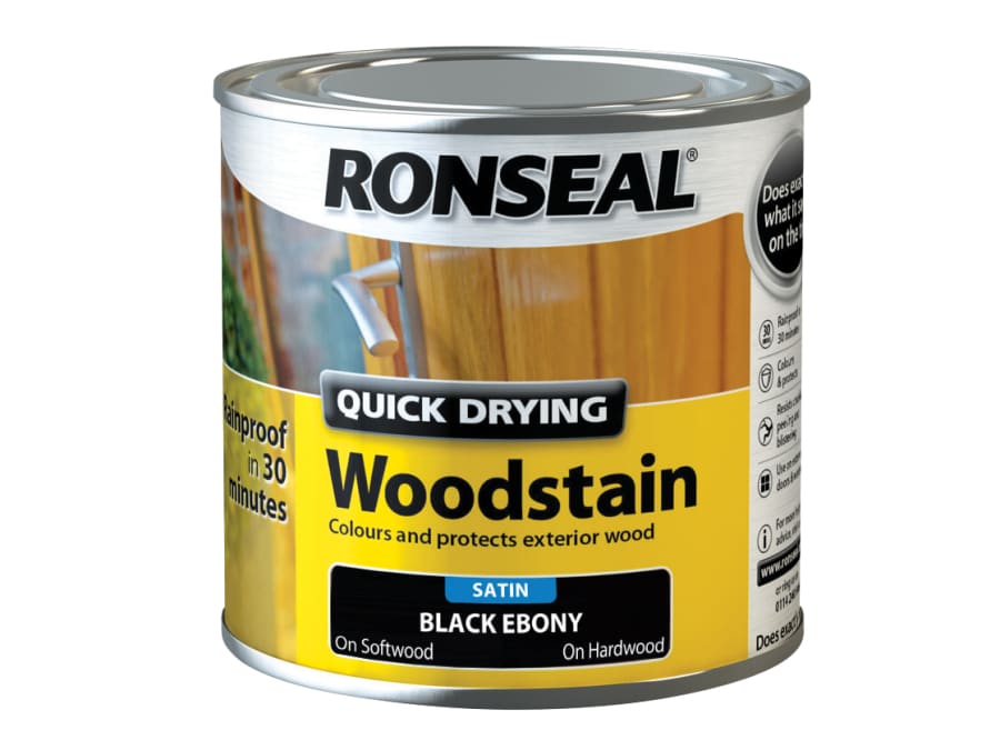 Ronseal 36951 Quick Drying Woodstain Satin Ebony 250ml