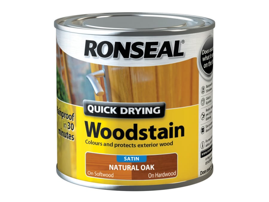 Ronseal 36945 Quick Drying Woodstain Satin Natural Oak 250ml