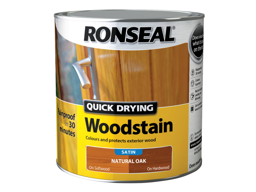 Ronseal 36947 Quick Drying Woodstain Satin Natural Oak 2.5 Litre