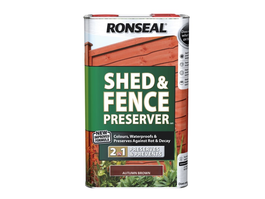 Ronseal 37651 Shed & Fence Preserver Autumn Brown 5 Litre