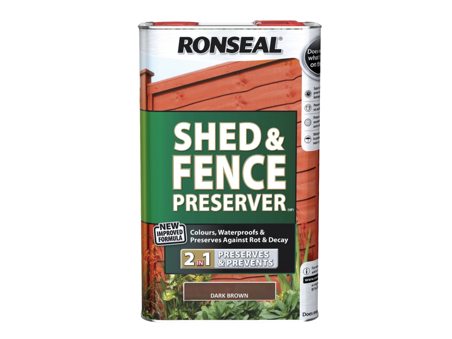Ronseal 37650 Shed & Fence Preserver Dark Brown 5 Litre