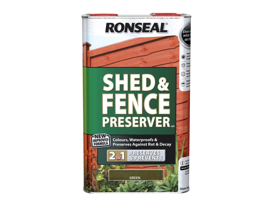 Ronseal 37652 Shed & Fence Preserver Green 5 Litre