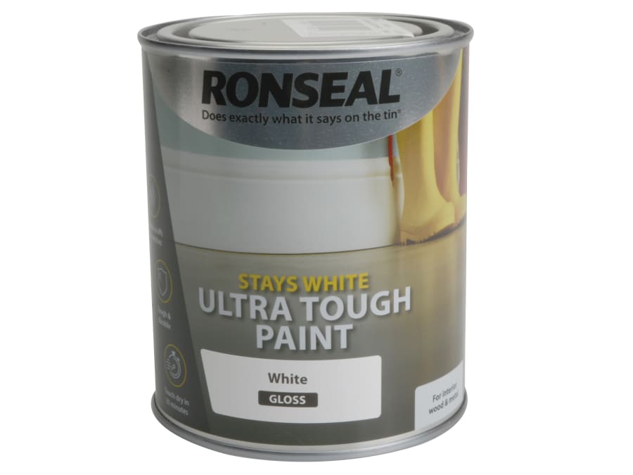 Ronseal 37522 Stays White Ultra Tough Gloss Paint 750ml