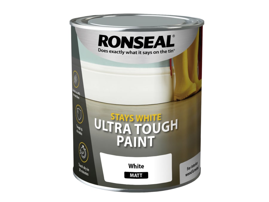 Ronseal 37526 Stays White Ultra Tough Matt Paint 750ml