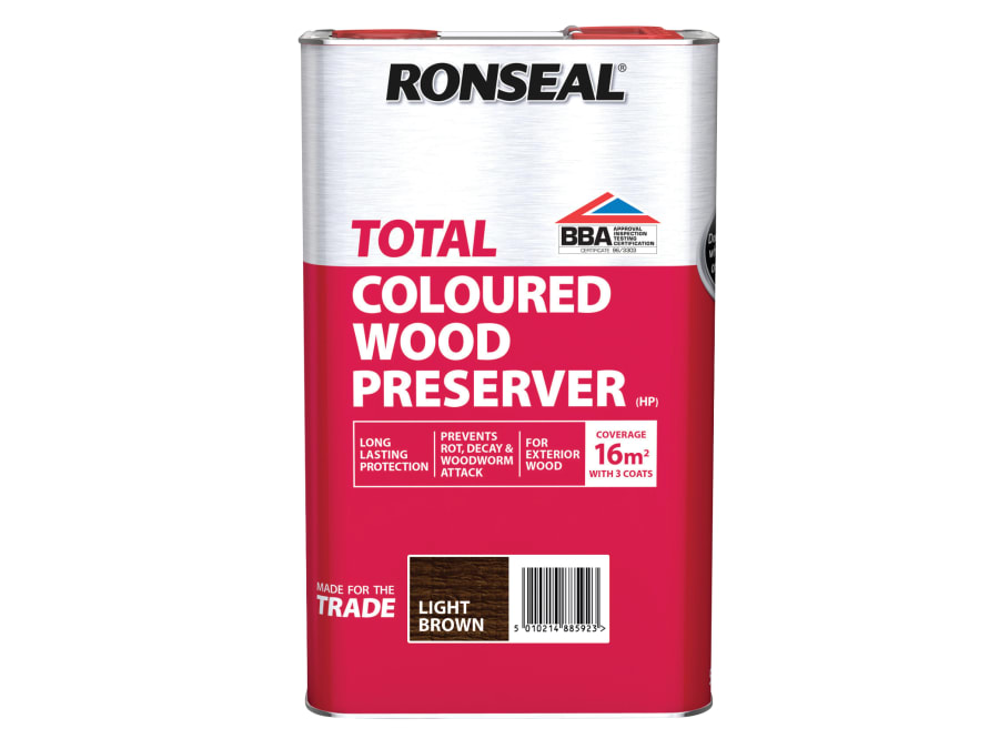 Ronseal 38592 Trade Total Wood Preserver Light Brown 5L