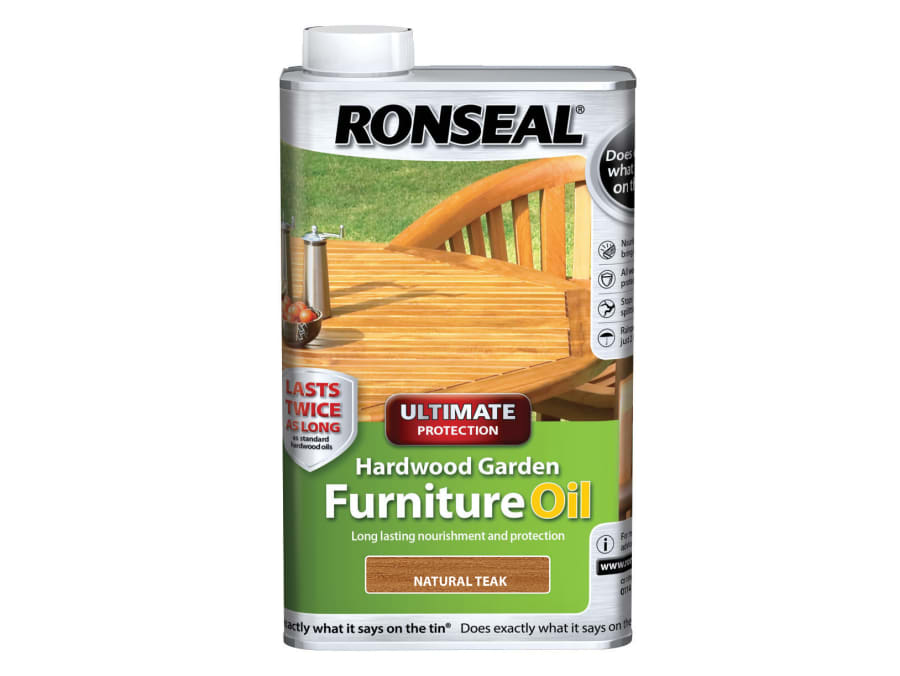 Ronseal 37358 Ultimate Protection Hardwood Garden Furniture Oil Natural Teak 1 Litre