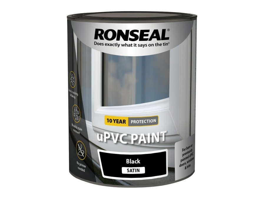 Ronseal 39393 Black Satin uPVC Paint 750ml