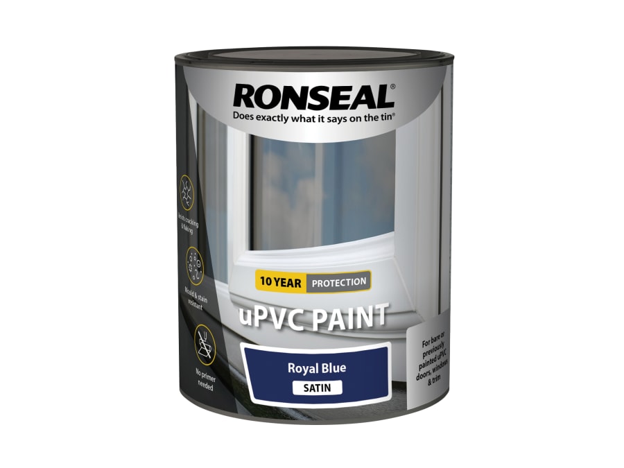 Ronseal 39390 Royal Blue Satin uPVC Paint 750ml