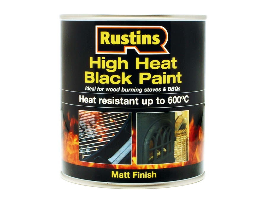 Rustins HRBL500 High Heat Paint 600°C Black 500ml