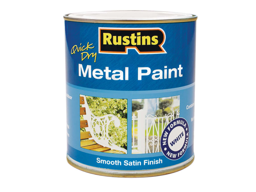 Rustins MPWH500 Quick Dry Metal Paint Smooth Satin White 500ml