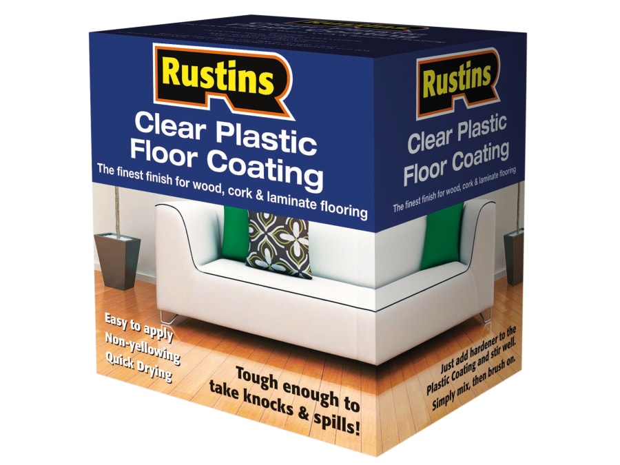 Rustins PCFS1000 1L Clear Plastic Floor Coating Kit Satin