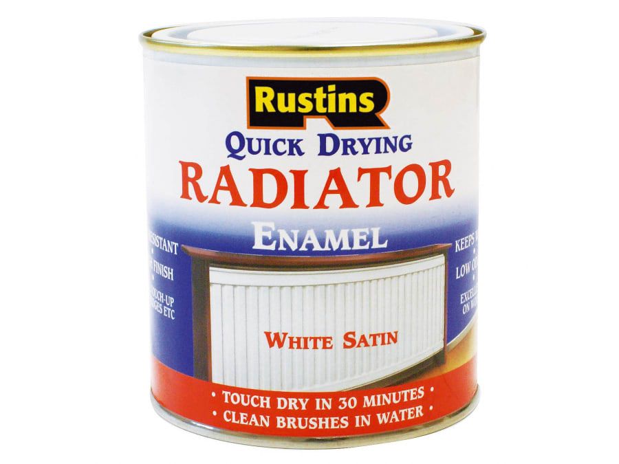 Rustins RADS250 Quick Dry Radiator Enamel Paint Satin White 250ml