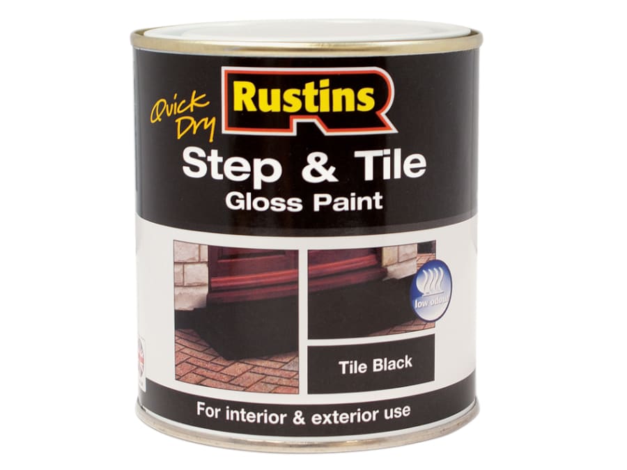 Rustins STBLW1000 Quick Dry Step & Tile Paint Gloss Black 1L