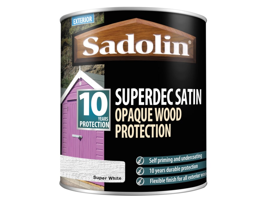 Sadolin 5028825 Superdec Opaque Wood Protection Super White Satin 1 Litre