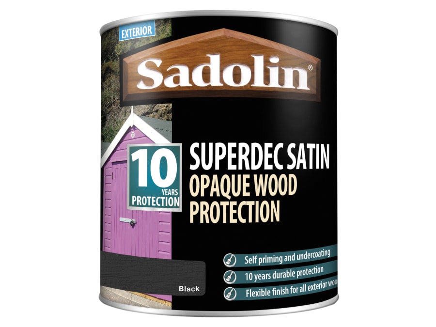 Sadolin 5028828 Superdec Opaque Wood Protection Black Satin 1 Litre