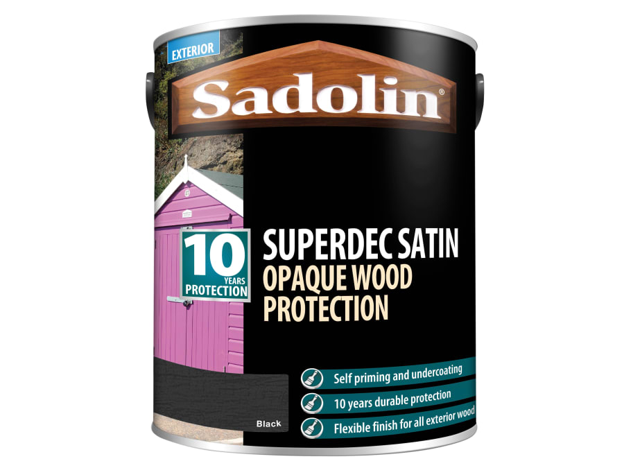 Sadolin 5028830 Superdec Opaque Wood Protection Black Satin 5 Litre