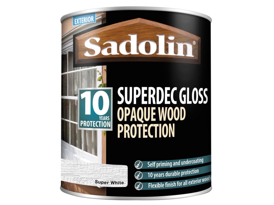 Sadolin 5028850 Superdec Opaque Wood Protection Super White Gloss 1 Litre