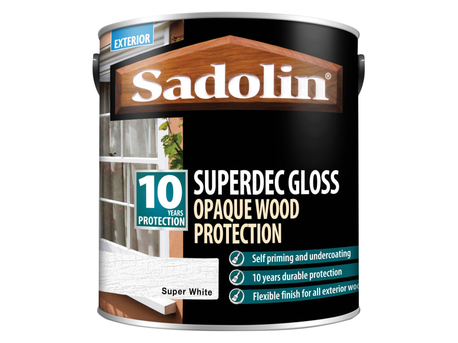 Sadolin 5028851 Superdec Opaque Wood Protection Super White Gloss 2.5 Litre