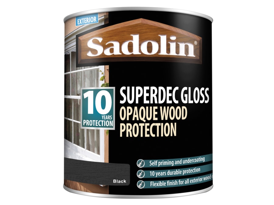 Sadolin 5028853 Superdec Opaque Wood Protection Black Gloss 1 Litre