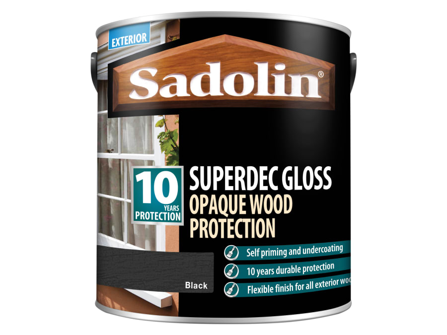 Sadolin 5028854 Superdec Opaque Wood Protection Black Gloss 2.5 Litre