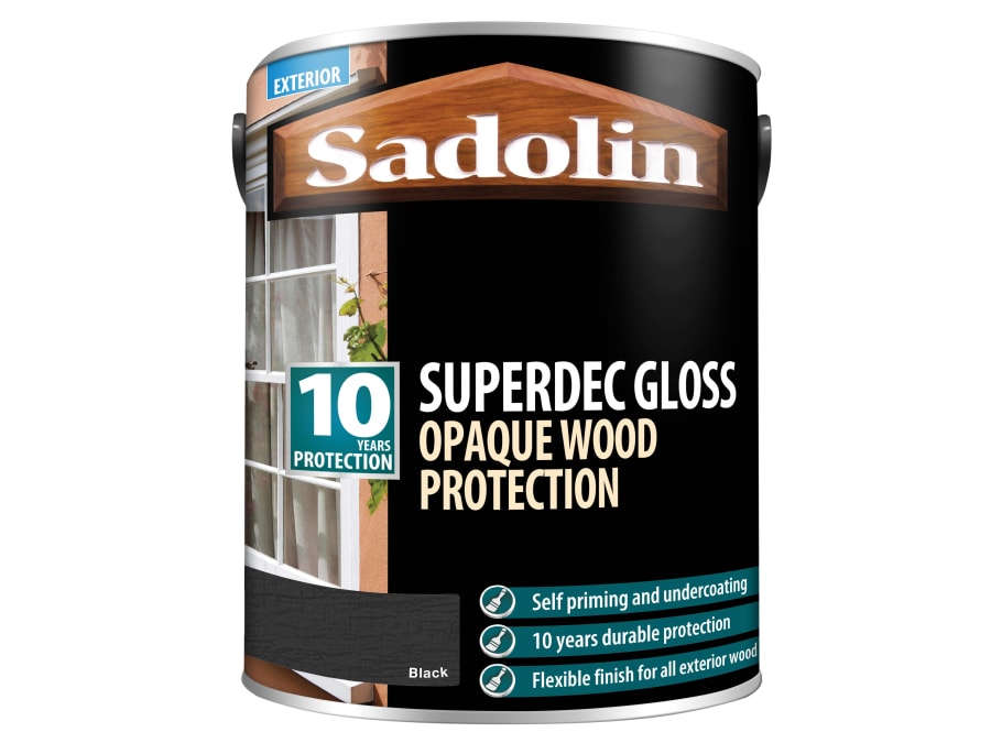 Sadolin 5028855 Superdec Opaque Wood Protection Black Gloss 5 Litre