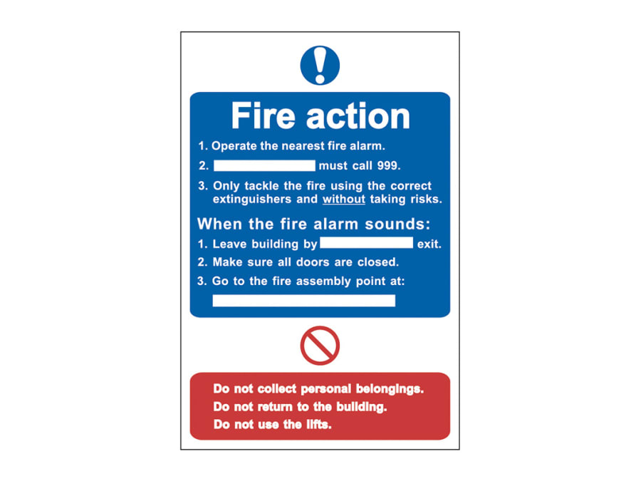 Scan 0165 Fire Action Procedure Sign 200 x 300mm