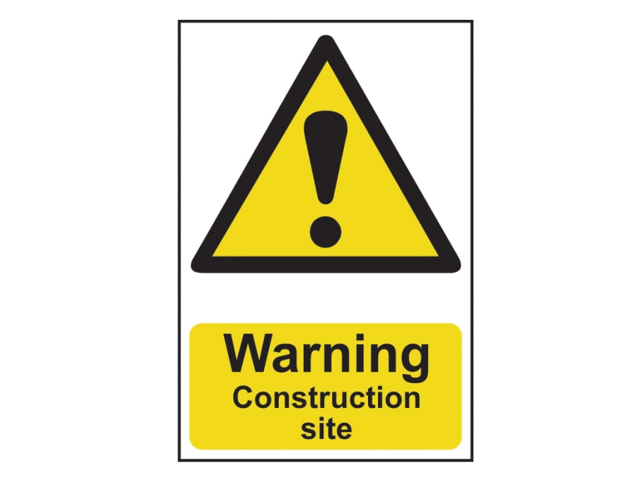 Scan 0958 Warning Construction Site PVC Sign 200 x 300mm