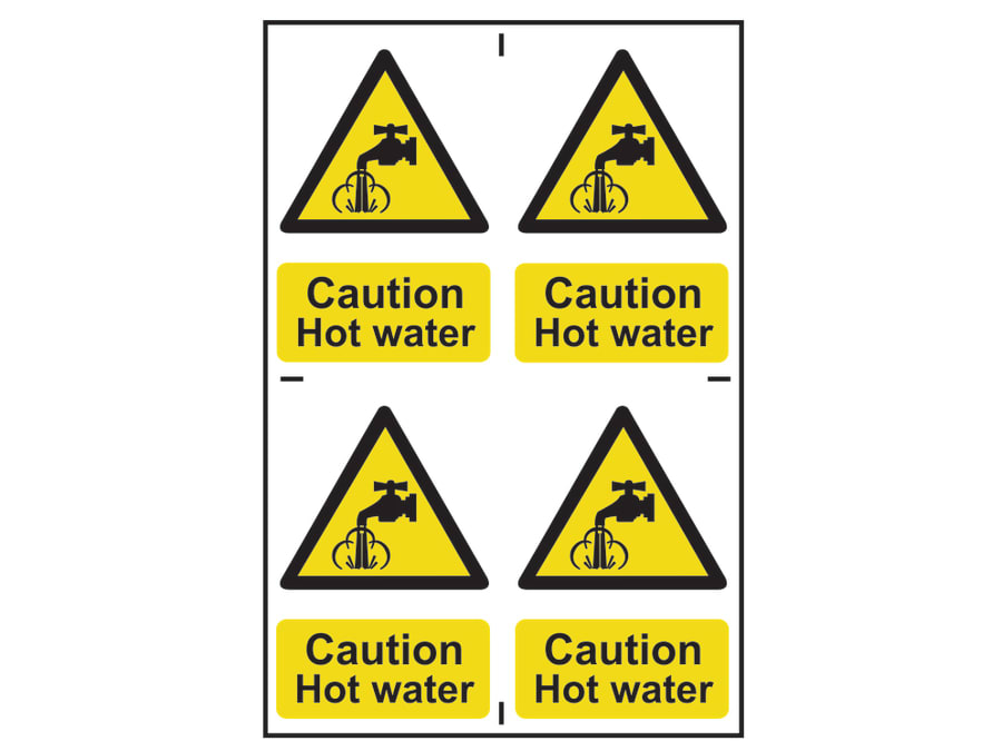 Scan 1309 Caution Hot Water PVC Signs 100 x 100mm