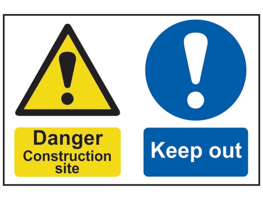 Scan 4005 Danger Construction Site Keep Out PVC Sign 600 x 400mm