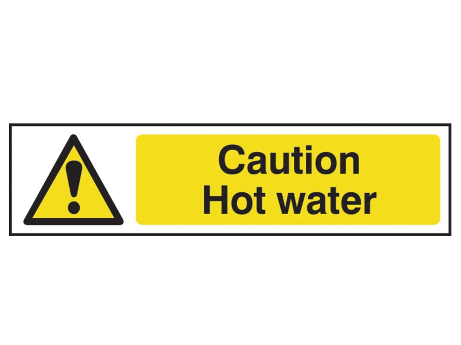 Scan 5116 Caution Hot Water PVC Sign 200 x 50mm