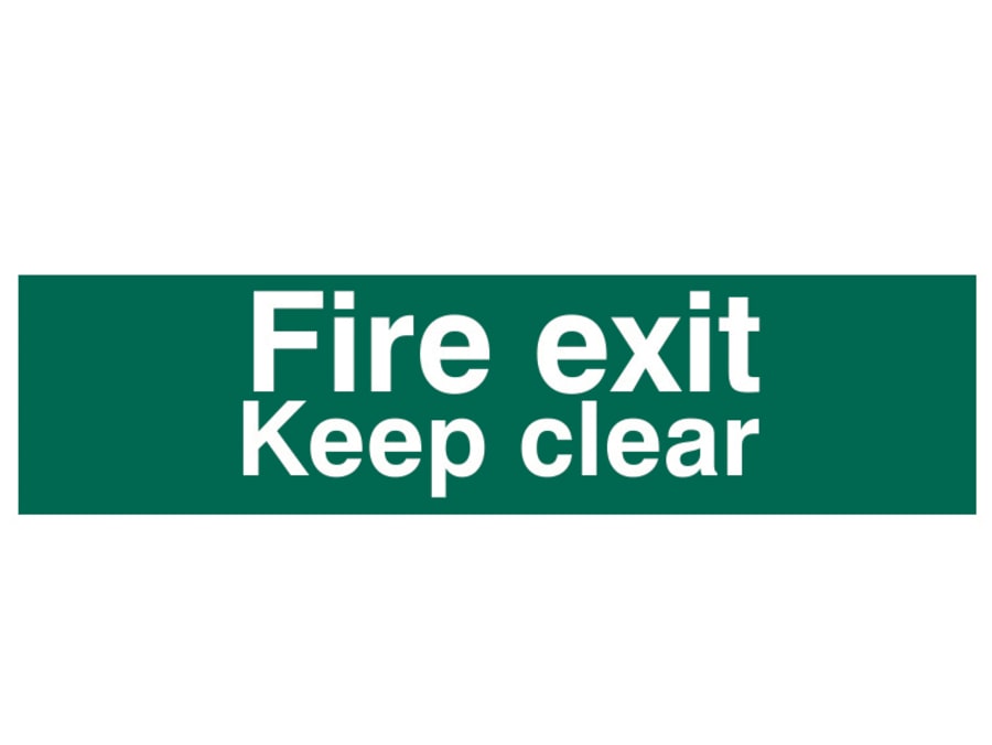 Scan 5206 Fire Exit Keep Clear Sign 200 x 50mm
