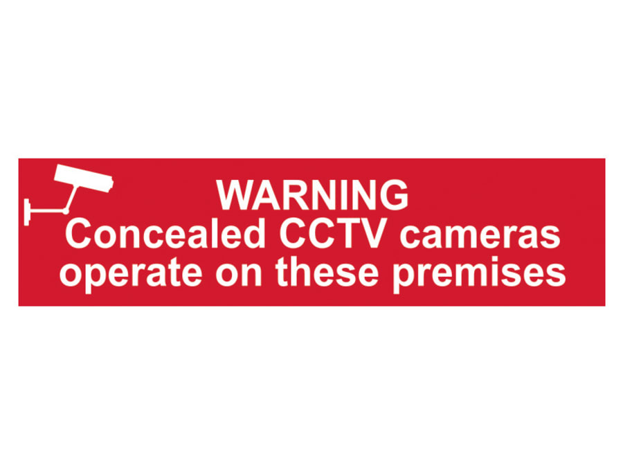 Scan 5254 Warning Concealed CCTV Camera Sign 200 x 50mm
