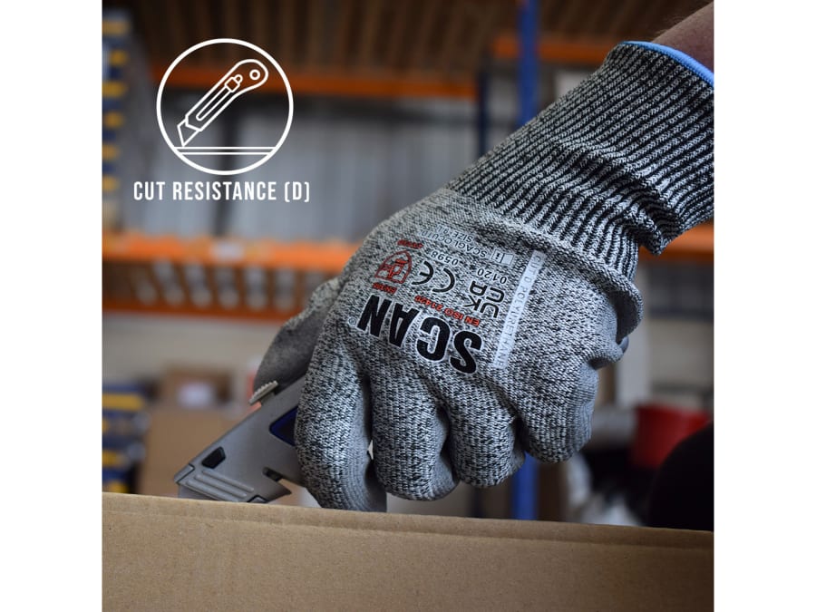 Scan PES3353 PU Palm Cut D Gloves-Size 9