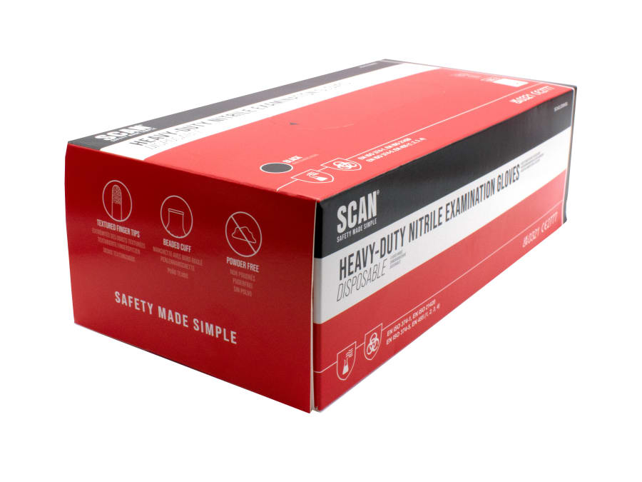 Scan KG1101 Heavy-Duty Nitrile Disposable Gloves Large