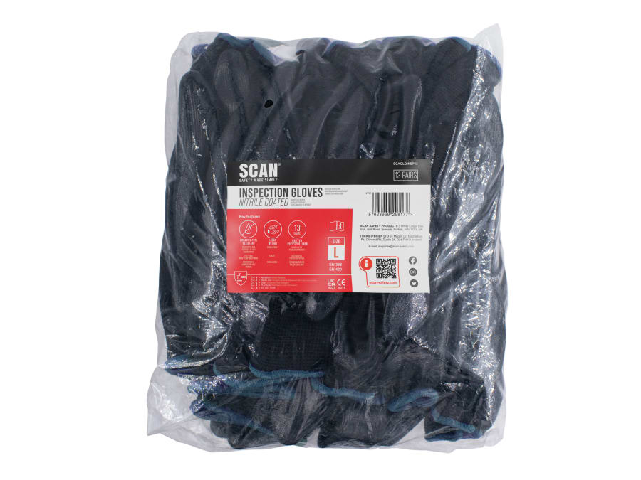 Scan Seamless Inspection Gloves Size L Pack 12