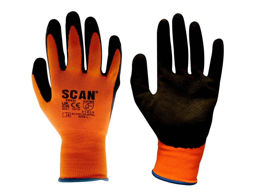 Scan Hi-Vis Orange Foam Latex Coated Gloves XXL