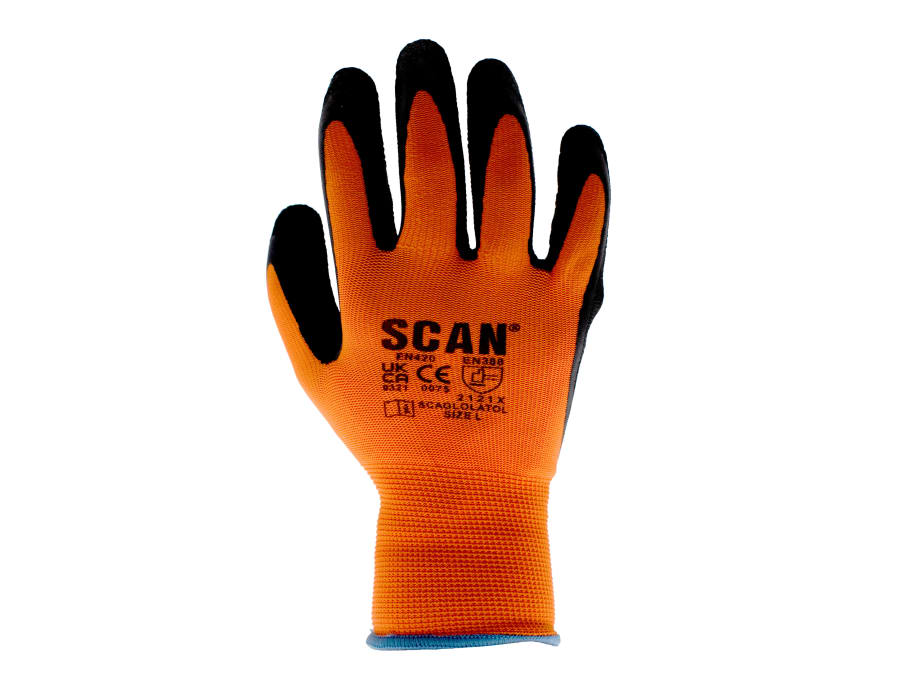 Scan Hi-Vis Orange Foam Latex Coated Gloves XXL