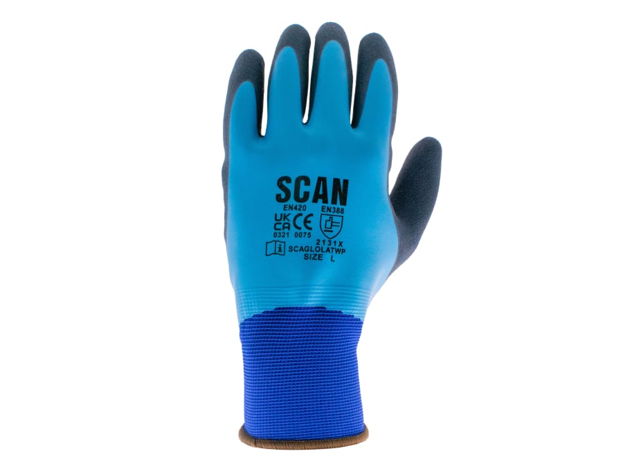 Scan Waterproof Latex Gloves Size M