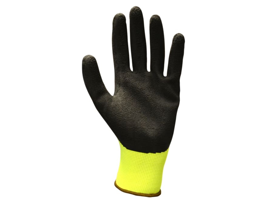 Scan Hi-Vis Yellow Foam Latex Coated Gloves Size 8